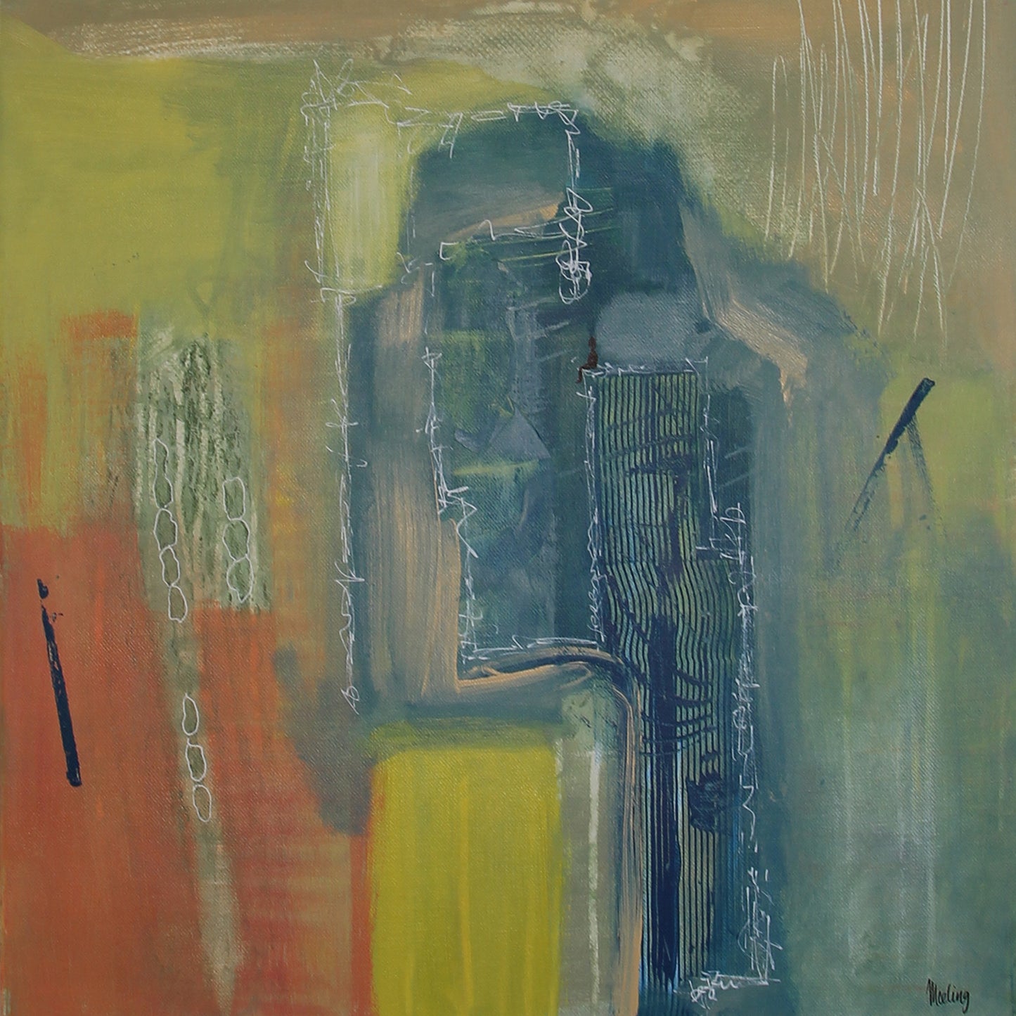 Calm - Abstraktes Originalgemälde in Acryl von Meeling