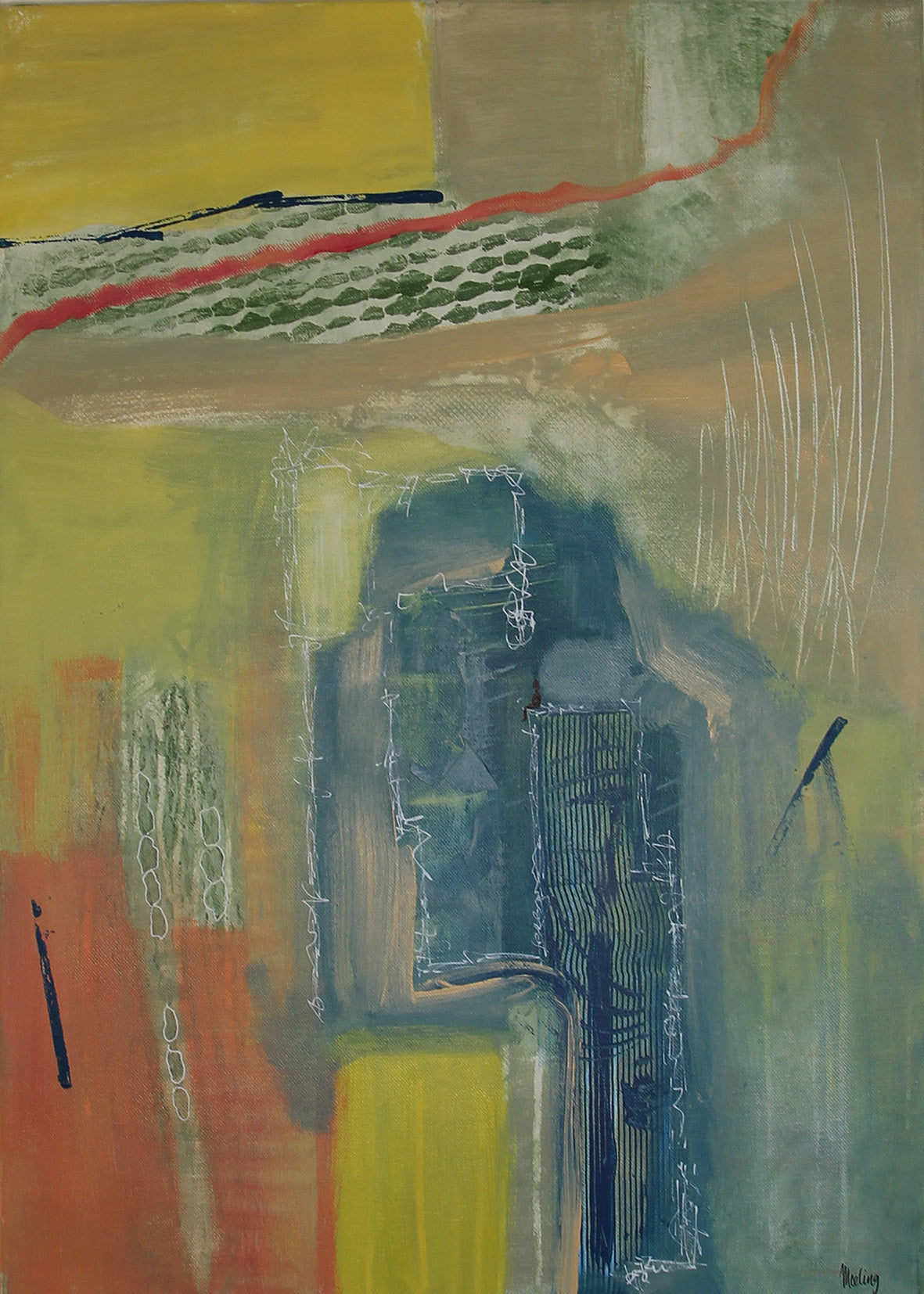 Calm - Abstraktes Originalgemälde in Acryl von Meeling