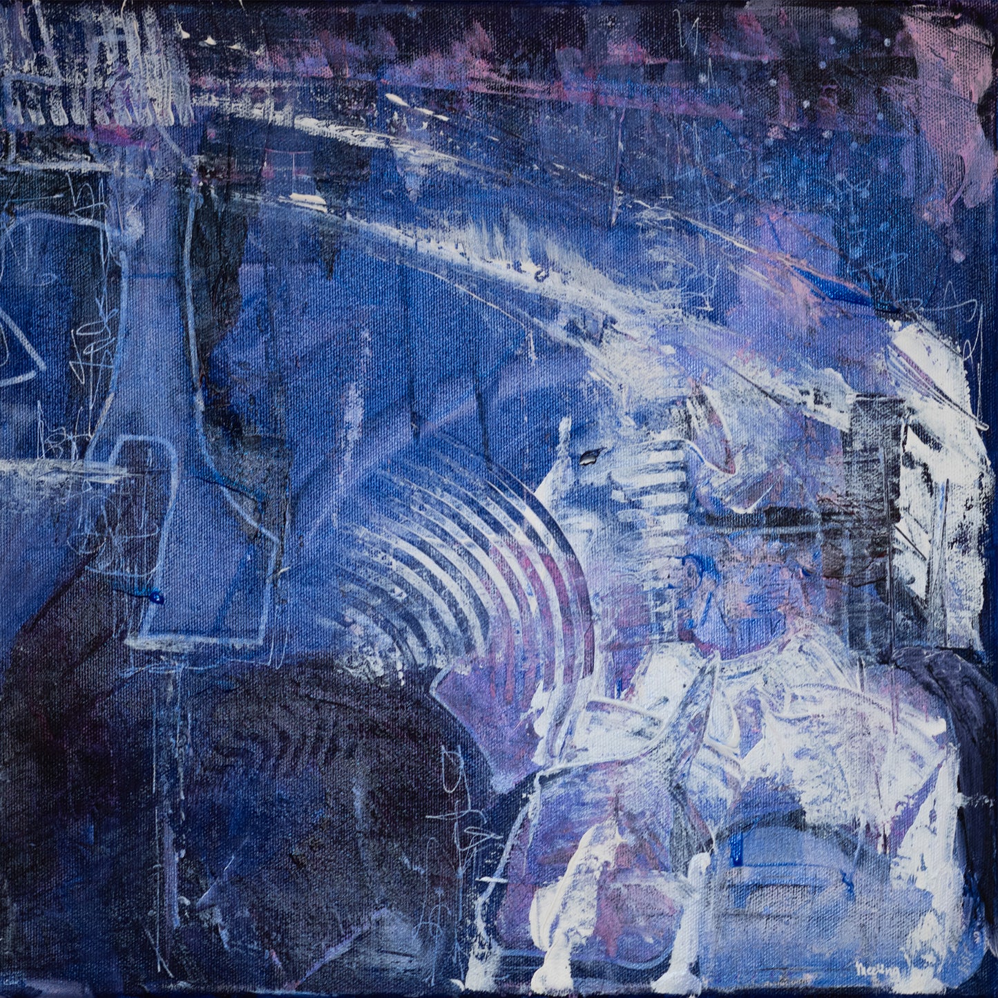 (K)night in Paris - Abstraktes Original-Acrylgemälde von Meeling