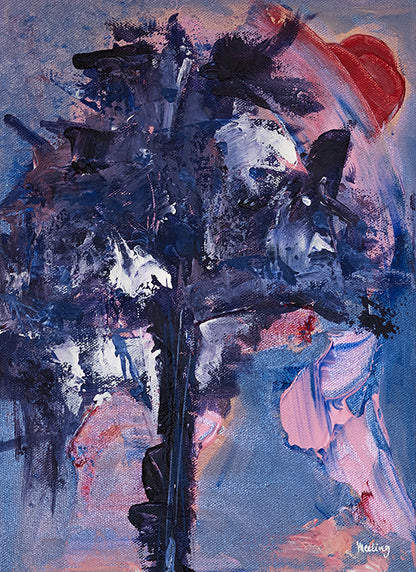 Red Hat - Abstraktes Originalgemälde von Meeling